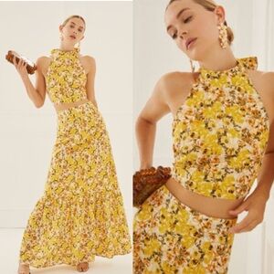 Something Navy Yellow Floral Maxi Skirt